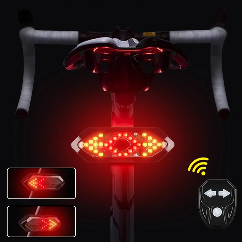 Fahrrad-Blinker, Fahrrad-Rücklicht mit Hupe, USB wiederaufladbar, wasserdicht, intelligente 5-Modi, Fernbedienung, Sicherheitswarnlicht