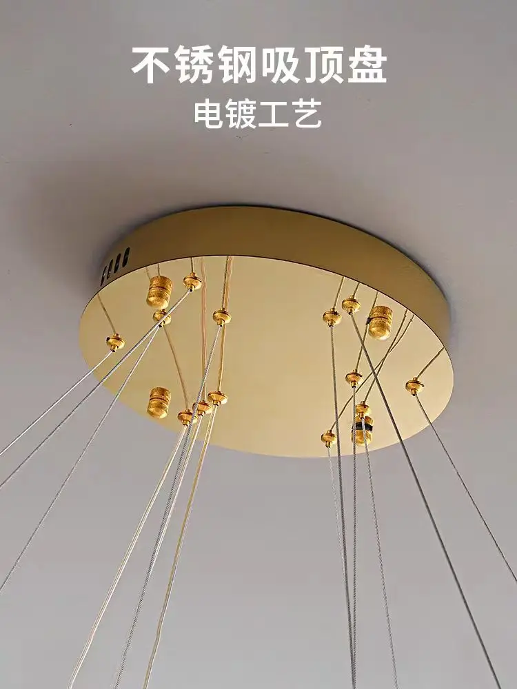 حلقة مستديرة كريستال الثريا الحديثة الفاخرة مصباح لغرفة المعيشة مصمم جولة كريستال مصباح معلق تركيبات إضاءة المطاعم #6