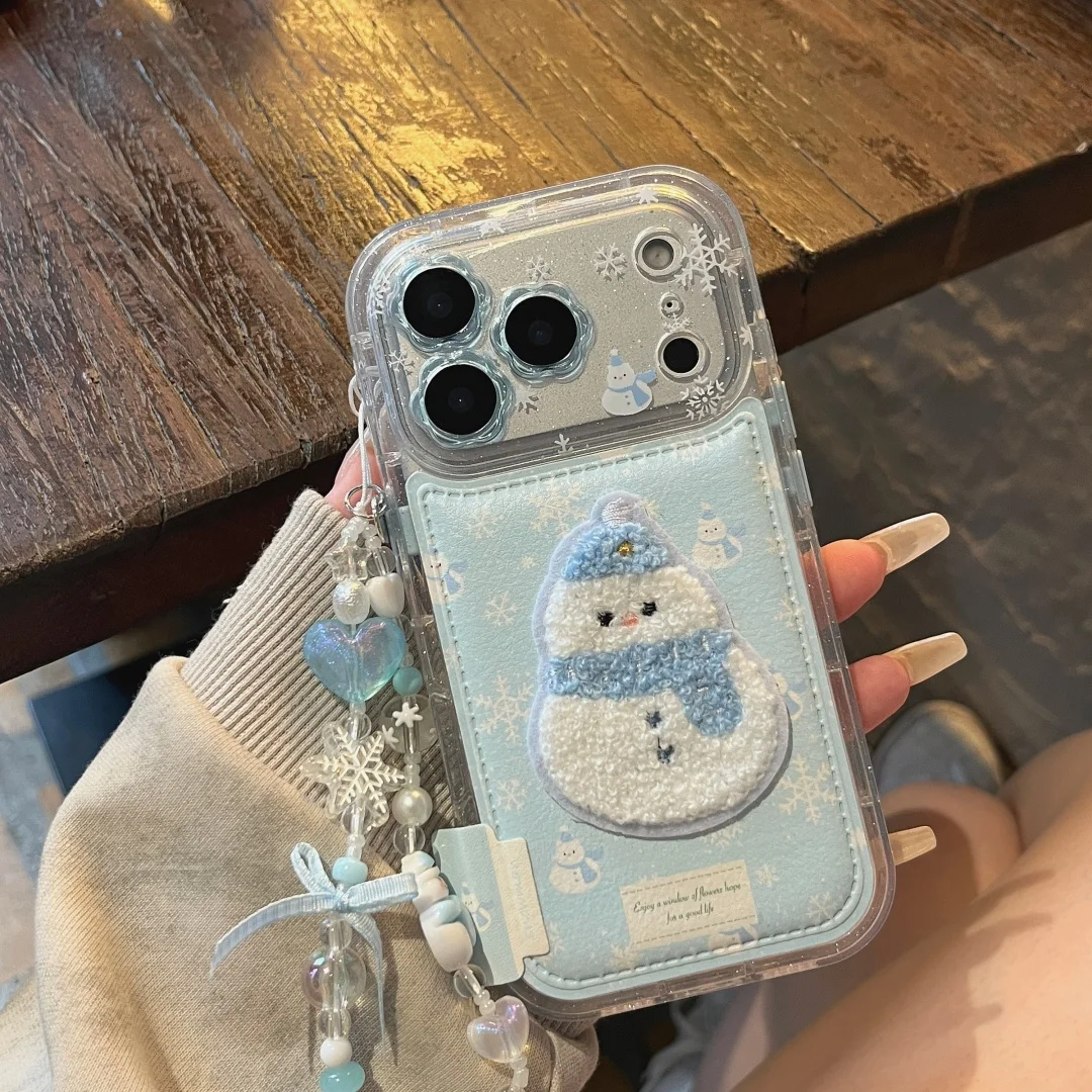 

Creative Winter Cute Snowman Christmas Pattern Case For iPhone 17 16 Pro Max 15 14 13 12 Plus 16E 17 Air Anti-drop Case Cover﻿﻿