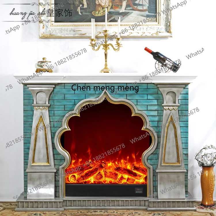 European fireplace American simulation thermal power fireplace decorative cabinet solid wood fireplace rack