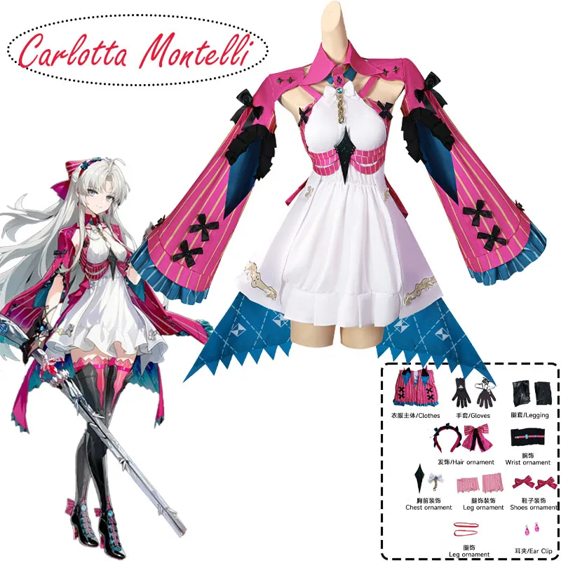 

Wuthering Waves Carlotta Cosplay Costume Carlotta Montelli Cosplay Outfit Sexy Dress Halloween Carnival Role Play Uniform Women