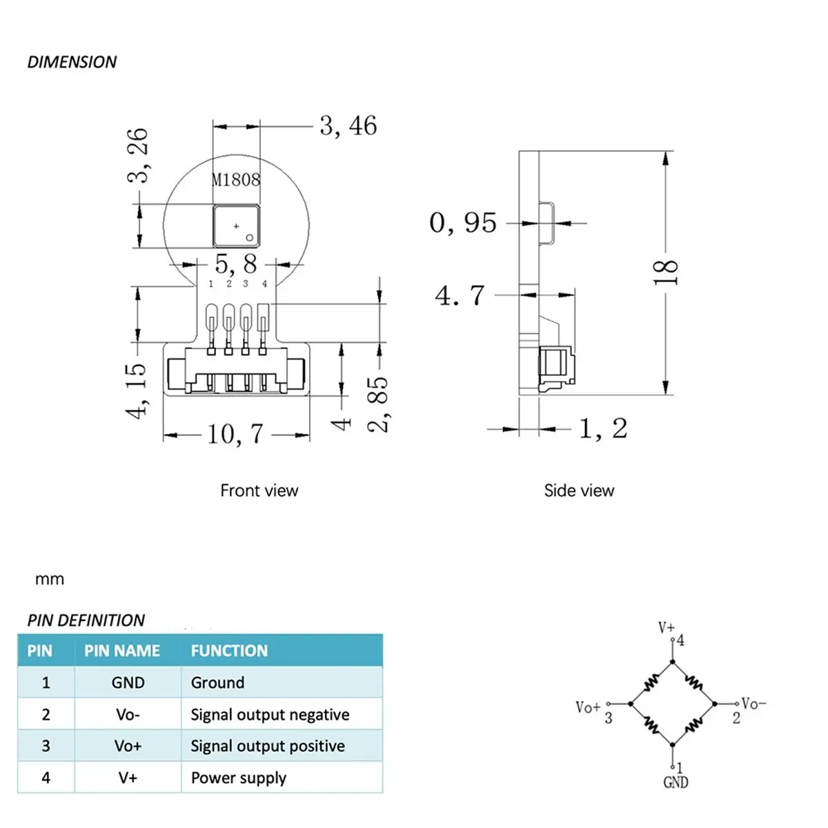【New User】M1808 F070mV Digital Tire Pressure Sensor for Digital Tire Pressure Pump/Air Pump/Air Compressor Barometer