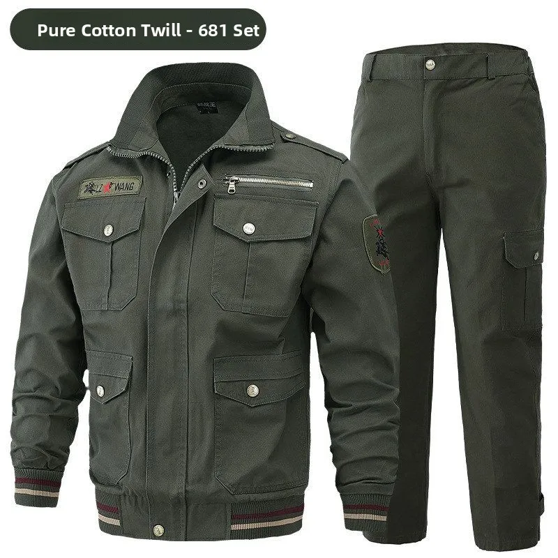 Mens Waed Cotton Workwear Training Suit Multi-ket Outdoor Training Clothes Wear-Resistant Casual Sle Autumn Season