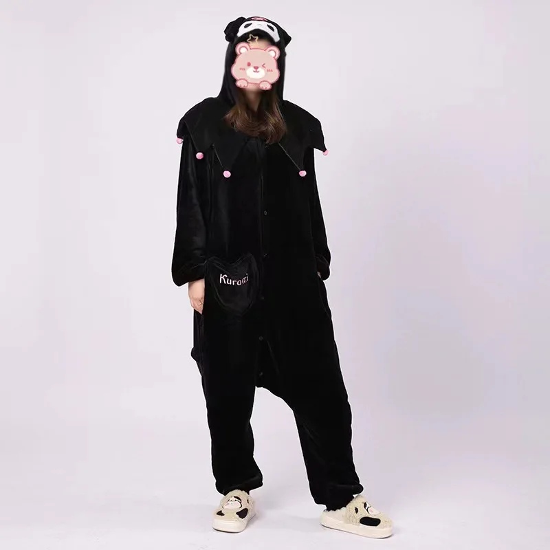 MINISO Unisex Sanrio Kuromi Costumes Onesies Monster Cosplay Pajamas Adult Pyjamas Animal Sleepwear Jumpsuit