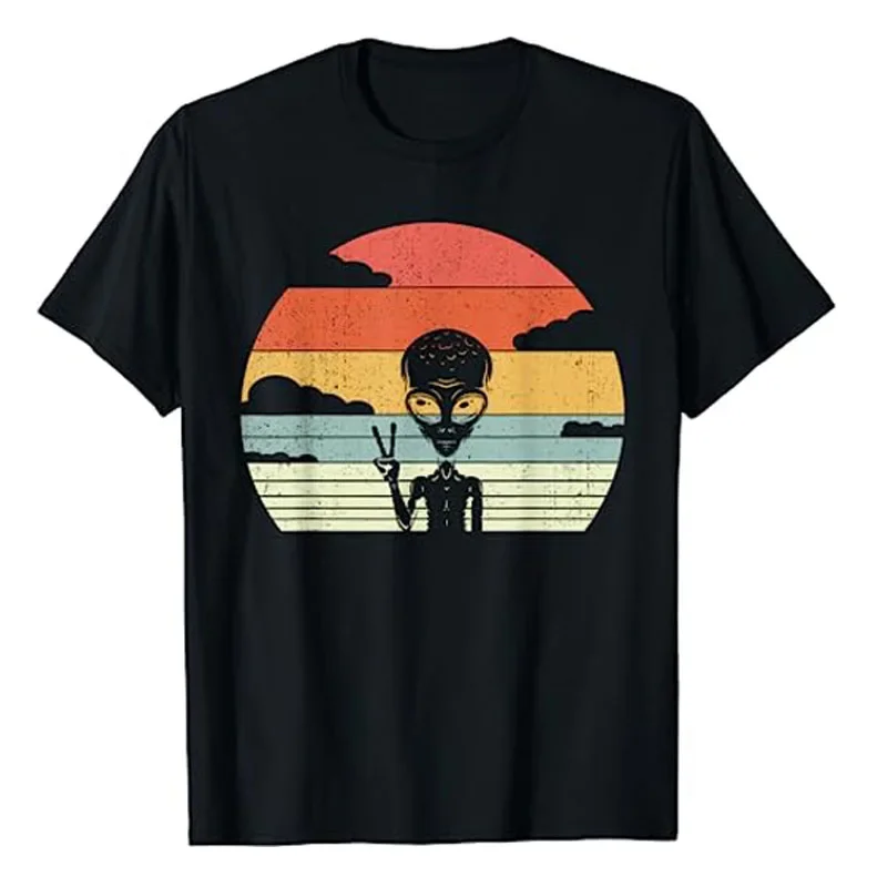 

Retro Alien Extraterrestrial Space - Vintage Alien T-Shirt Funny UFO Believers Lover Graphic Tee Tops Short Sleeve Blouses Gifts