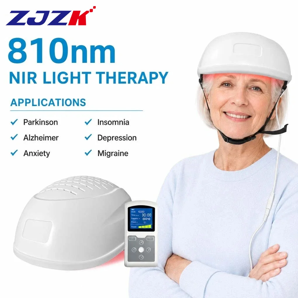 ZJZK 810nm Near-Infrared Photobiomodulation PBM Helmet 40Hz Neuromodulation for Parkinson's Anxiety Insomnia Brain Stimulation