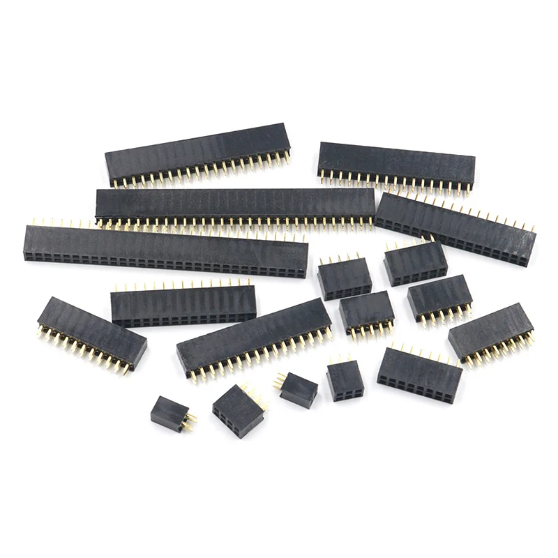 10pcs 2.54mm 2X2/3/4/5/6/8/10/12/13/15/20/40 Pin Double Row Straight Needle PCB Strip Connector 2.54 Female Header Socke