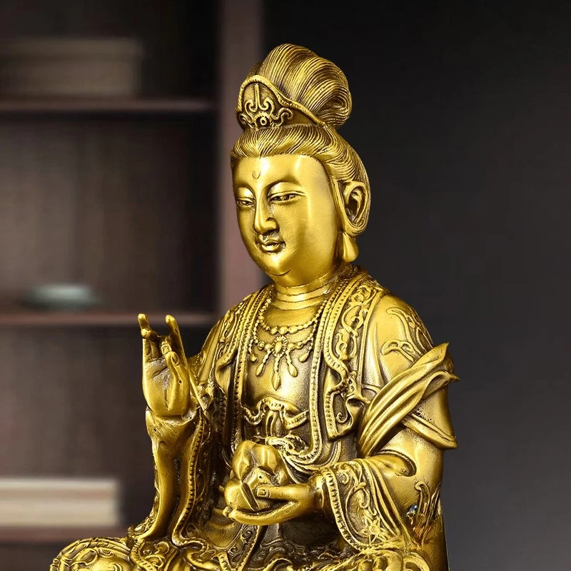 DSA All Brass Nuwa Empress Statue Ornament Home Offering Buddha Statue Nuwa Seated Statue of Our Lady of the Earth Crafts