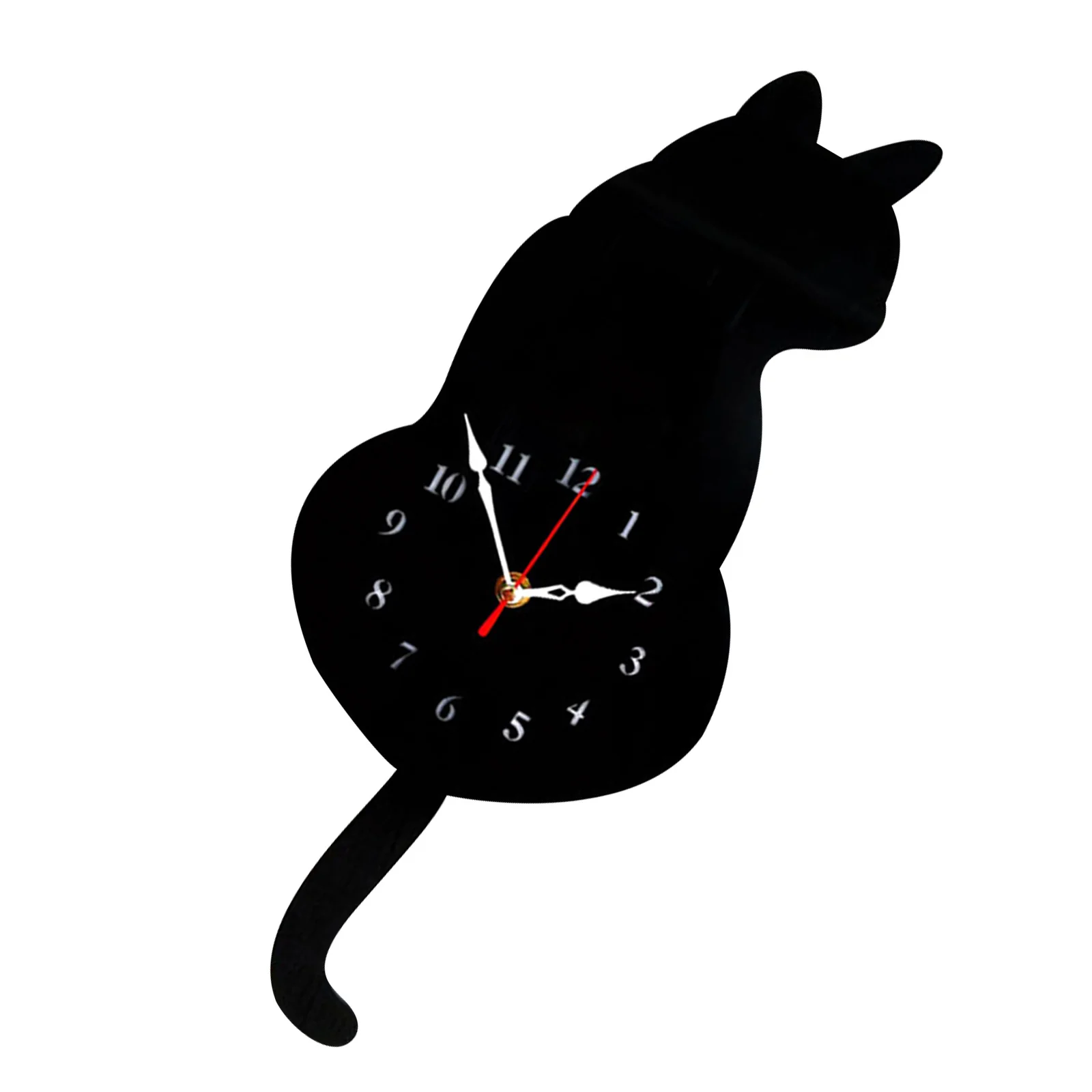 

Cute Cat Shape Acrylic Wall Frameless Silent Mute Sweep Seconds Movement Thickened Aluminum Green High Gloss