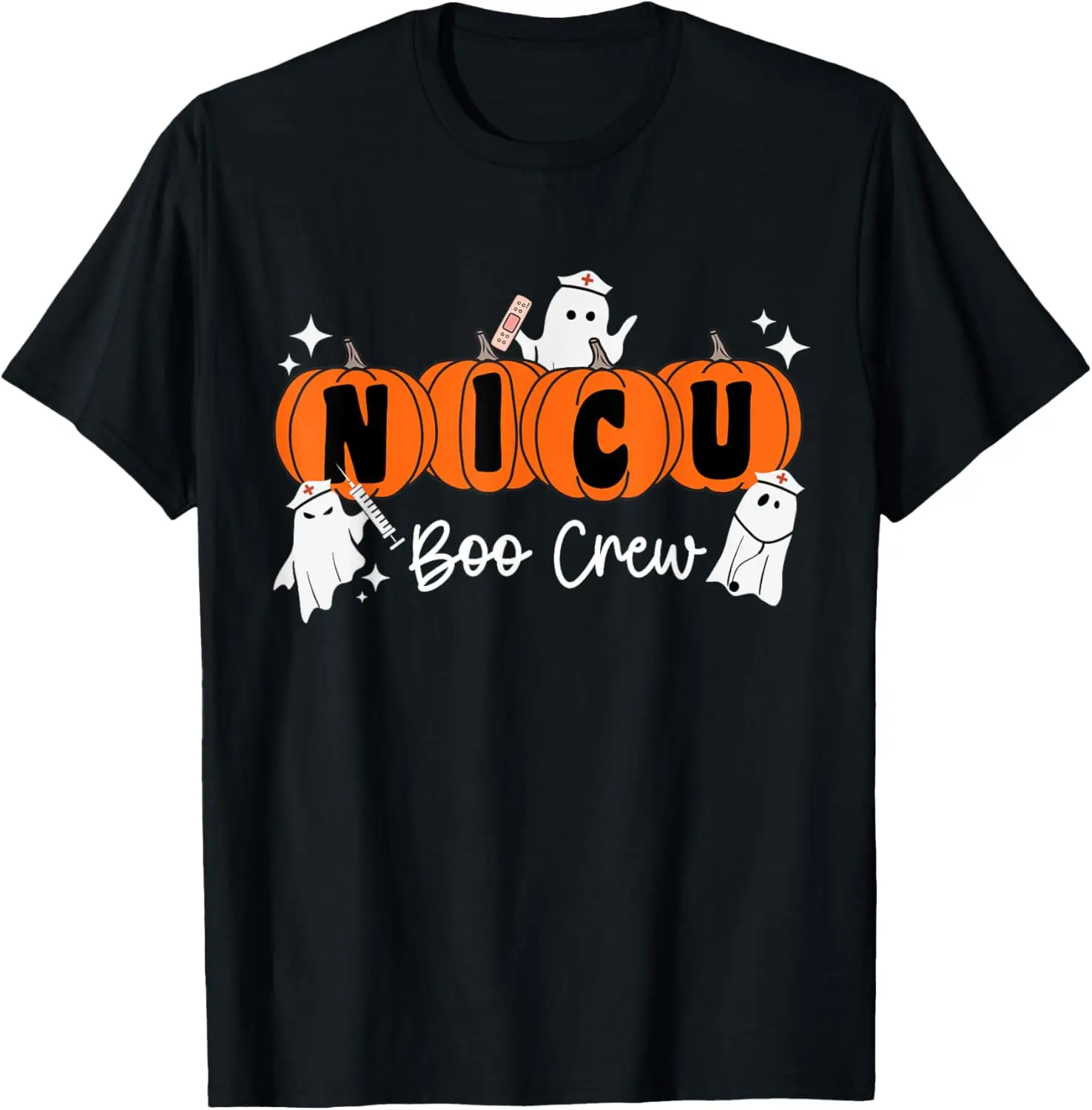 Nicu Boo Crew Ghost Pumpkin Costume NICU Nurse Halloween T-Shirt