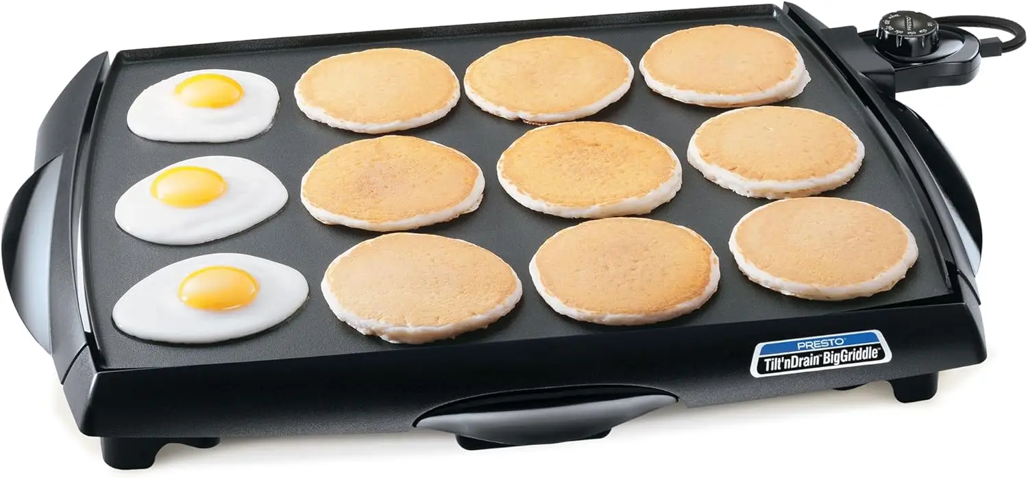 

Cool-Touch Electric Griddle with Tilt 'n Drain, Large Cooking Surface for Easy Pancakes and More