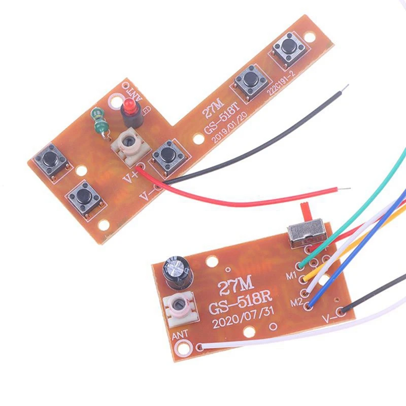 Carte émetteur et récepteur de circuit PCB pour voiture, télécommande RC, accessoires de système radio, 5 canaux, 27MHz, 20-25m, 2 pièces