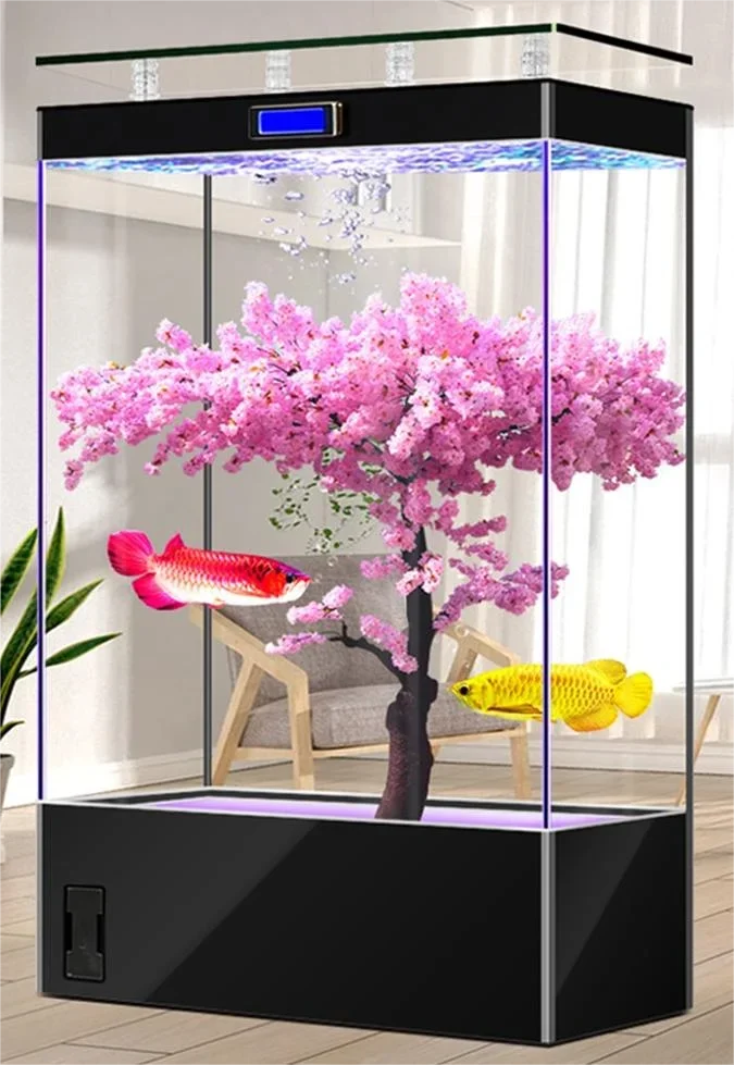 Fish tank living room ultra-white glass household water-free ecological circulation aquarium floor-to-ceiling screen fish tank
