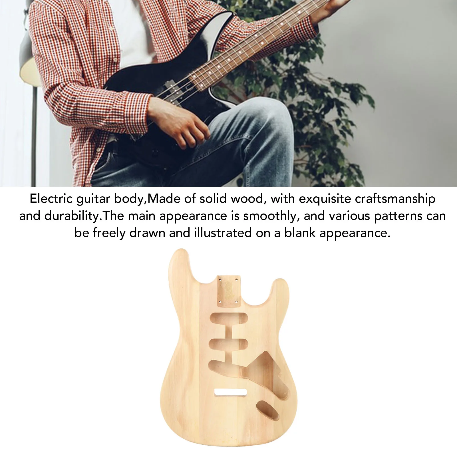 Unfinished Electric Guitar Body - Walnut Wood Blank with Triple Single Pickup Holes, High-Quality Replacement for Guitar DIY