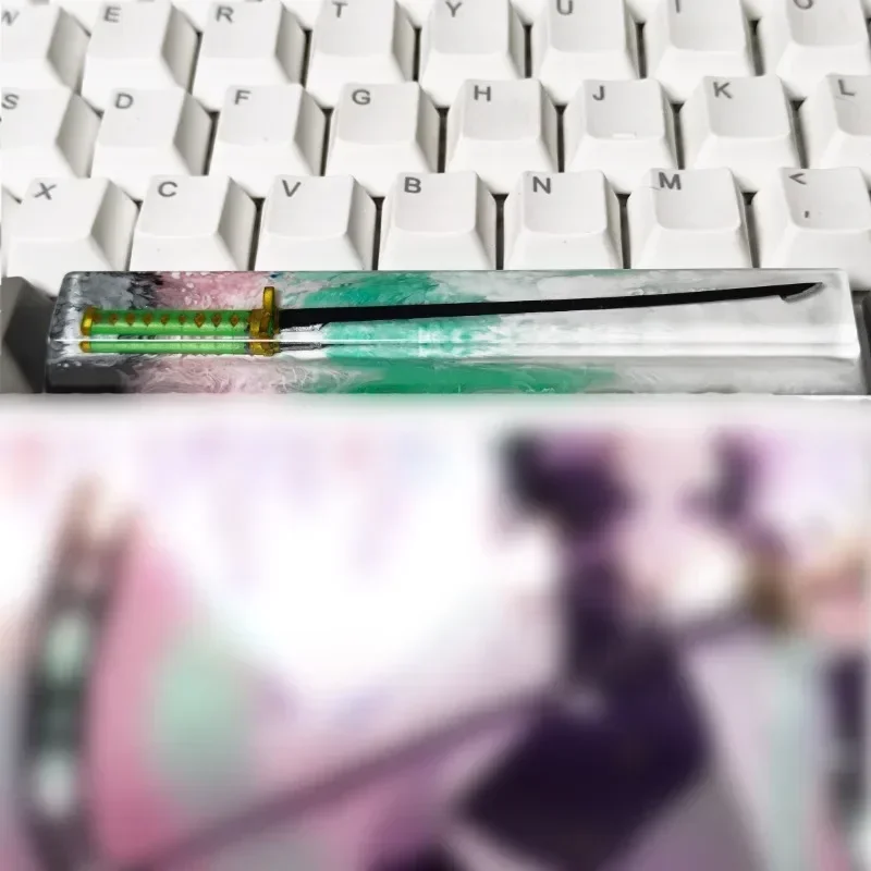 New Japan Style Anime Samurai Sword Artisan Resin Keycaps 6.25u Spacebar Custom MX Switch for Mechanical Backlit Keyboards