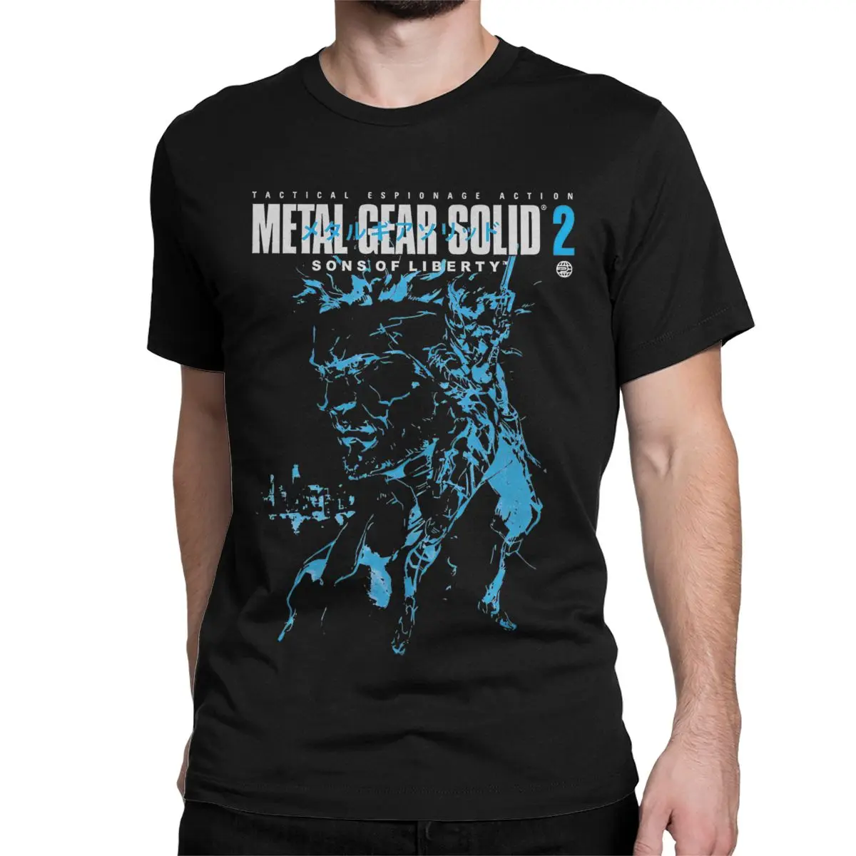 MGS Metal Gear T-shirt sólida para homens e mulheres, 100% algodão, Snake e Raiden Moda, jogos e jogos Tops, plus size