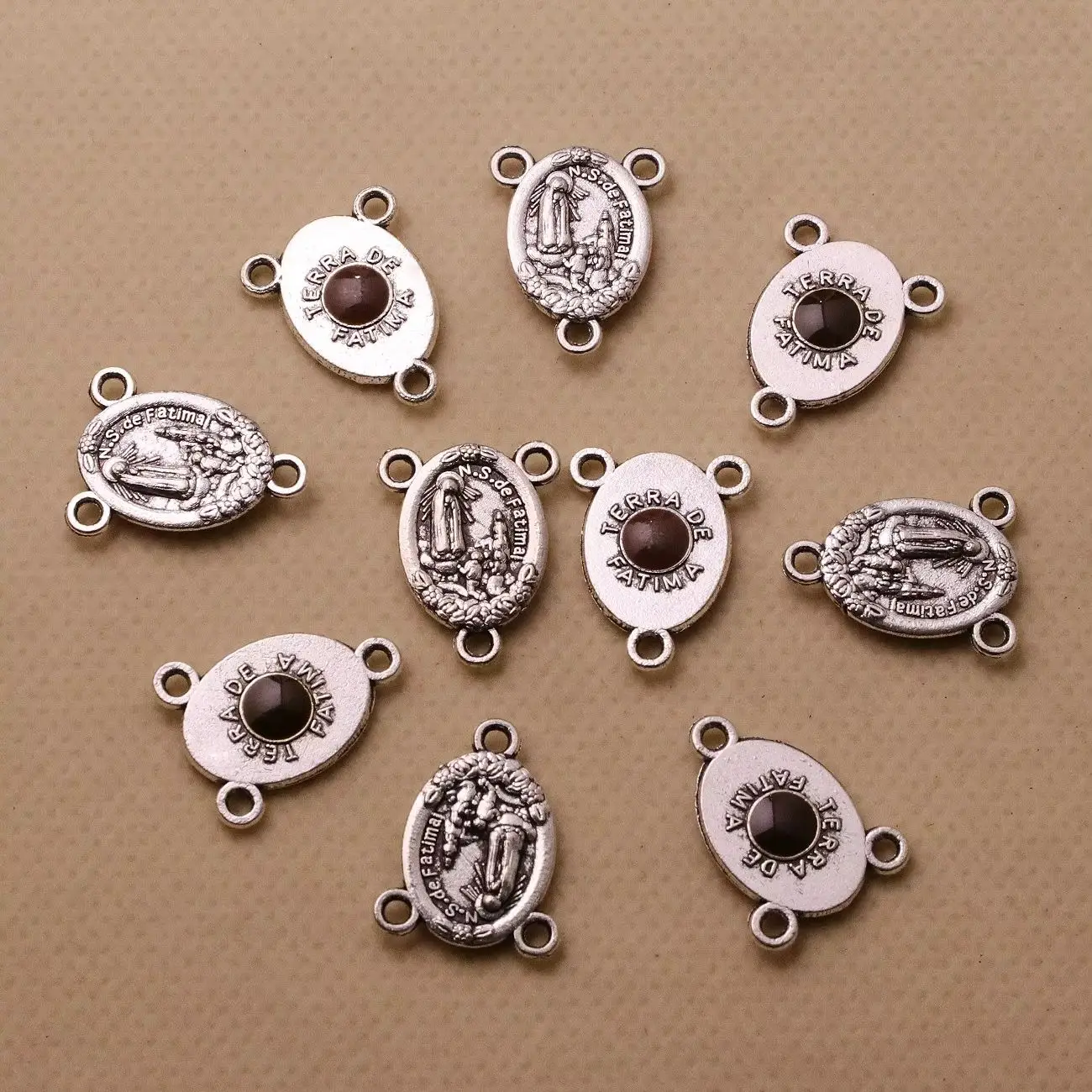 30 Uds. Centros de mesa de medalla Nuestra Señora de Fátima, Rosario Católico N.S.De Fátima, conectores de pieza central, accesorios de joyería DIY