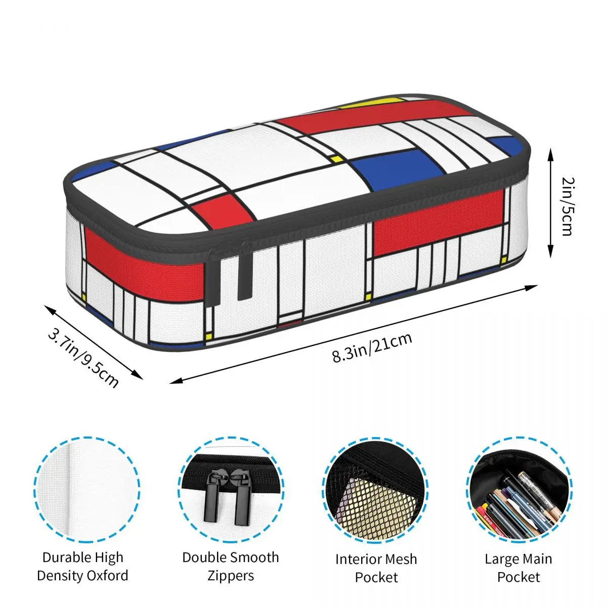 Mondrian minimalista de stijl moderno caso de lápis para estudantes escola caneta caixa saco de lápis artigos de papelaria caneta titular saco