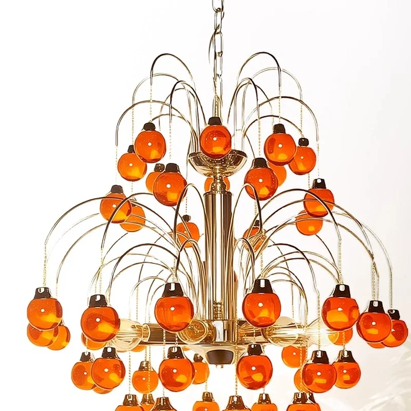 Glass cherry chandelier French antique living room light retro bedroom dining room light