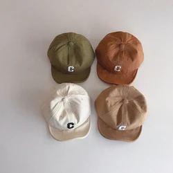 Letter C Baby Baseball Cap Summer Soft Cotton Infant Boy Hat Solid Color Adjustable Toddler Sun Cap