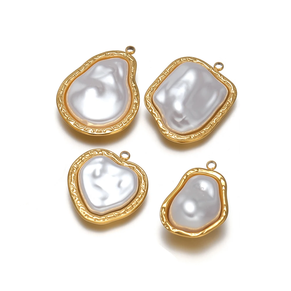 

5Pcs Imitation Pearls Pendant Stainless Steel Heart Charms for DIY Crafts Jewelry Bracelet Making Necklaces Earrings Components