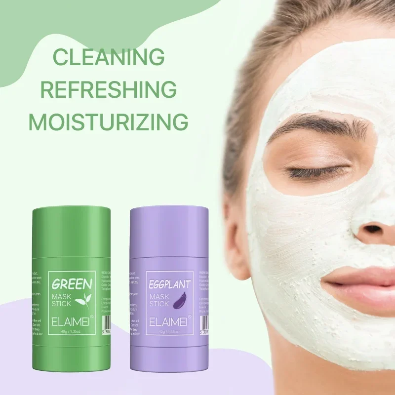 Green Tea Solid Cleansing Mask Dispel Acne Blemish Mark Remove Blackhead Acne Smearing Mud Film Hydrating Mask Skin Care Makeup