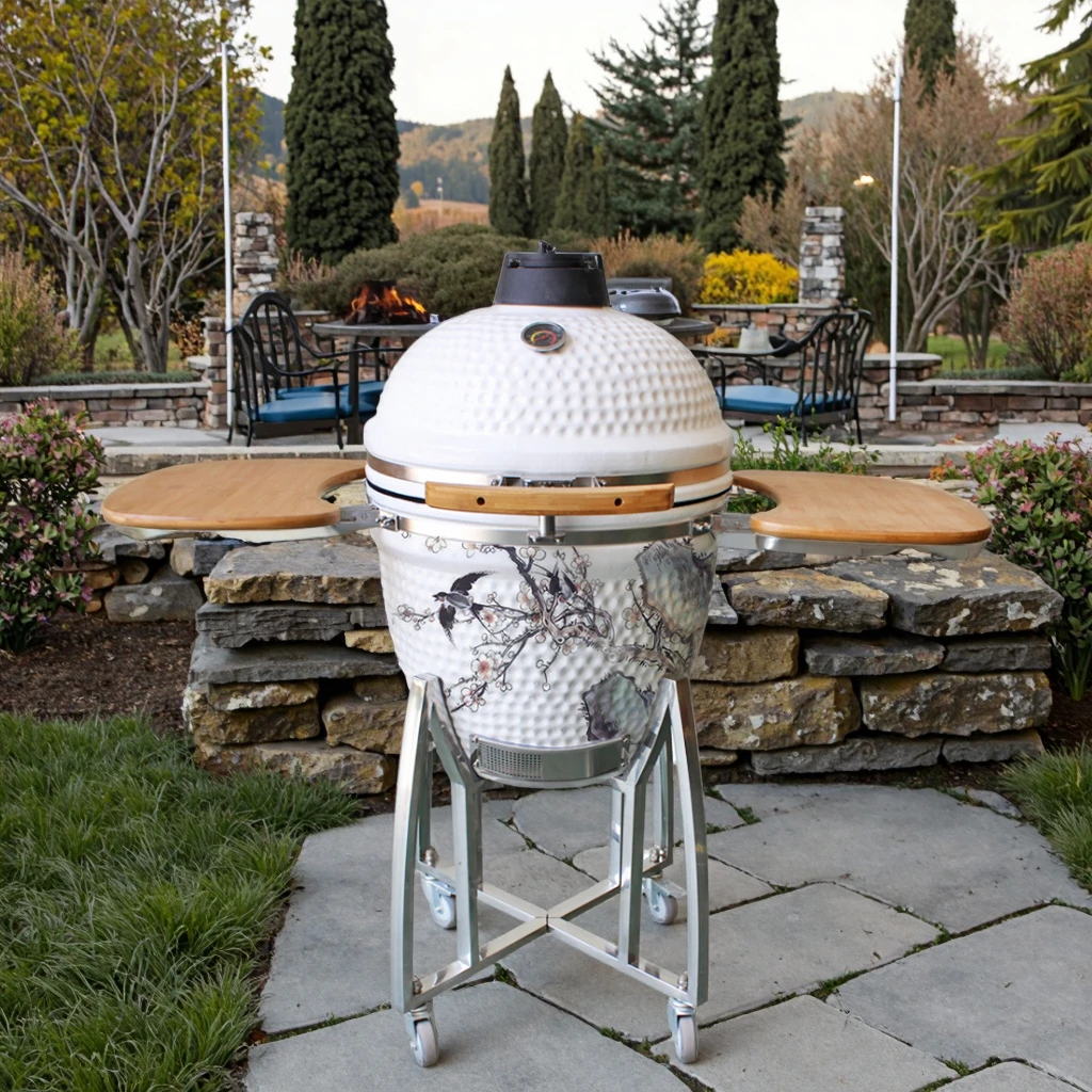 

Auplex Modern Outdoor Kitchen Ahumador Smoker Grill 21-Inch Ceramic Kamado Charcoal BBQ Camping