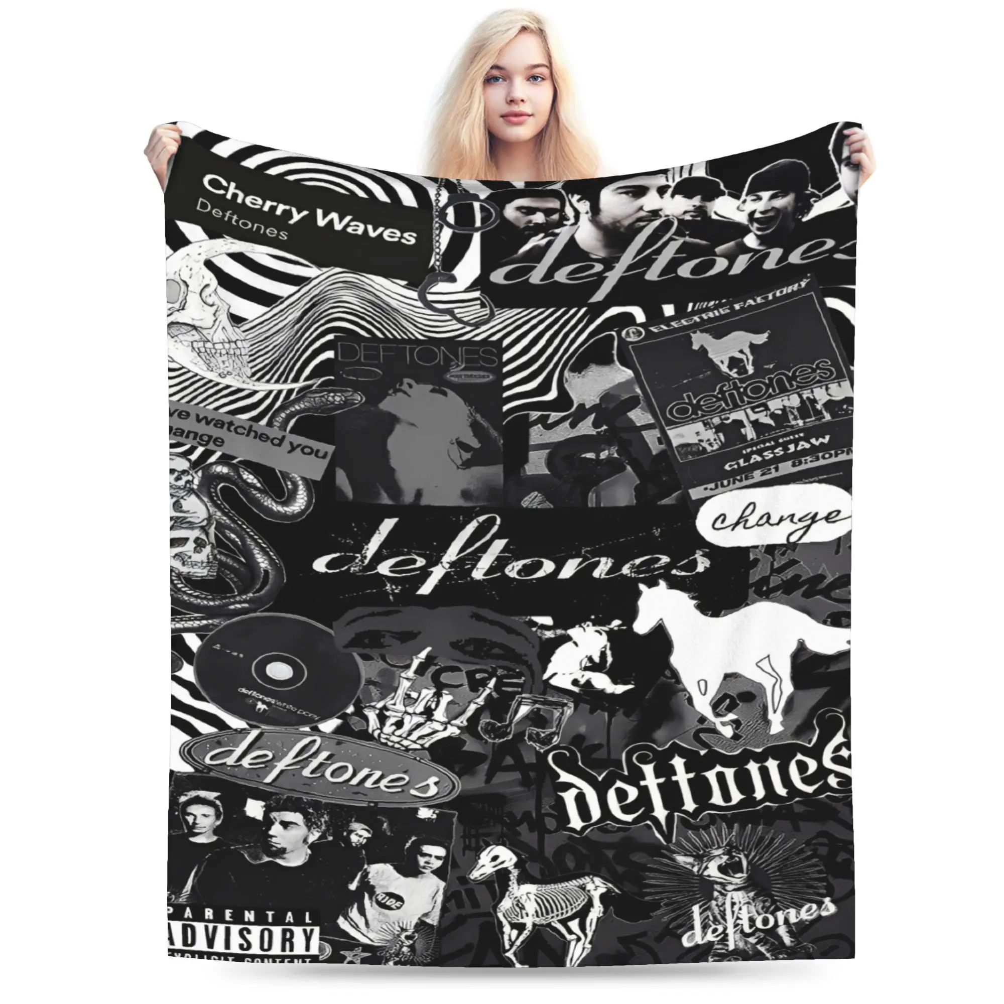 Deftones Metal Band Blanket  Soft Novelty Plush Bedding Throws For Couch Chair Sofa Bed Travel Flannel Bedspread Bed Cover