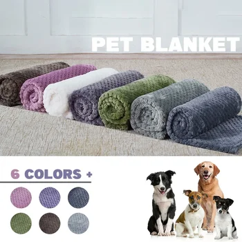Couverture en peluche douce pour animaux de compagnie, couverture de couchage pour chien, coussin de canapé lavable pour document solide, lit chaud portable pour chat, tapis de maison, fournitures pour animaux de compagnie