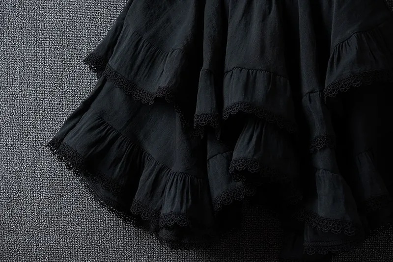 Summer Irregular Lace Round Cotton Linen Mini Skirt, High Waist Short Skirts For Women 2025