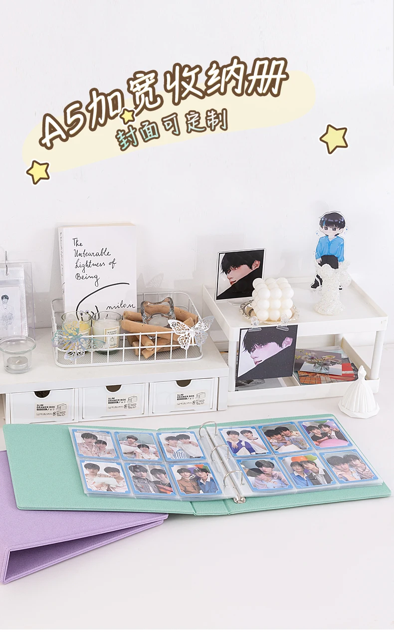 レザーフォトカードホルダー,6ポケットスリーブ,マカロンバインダー