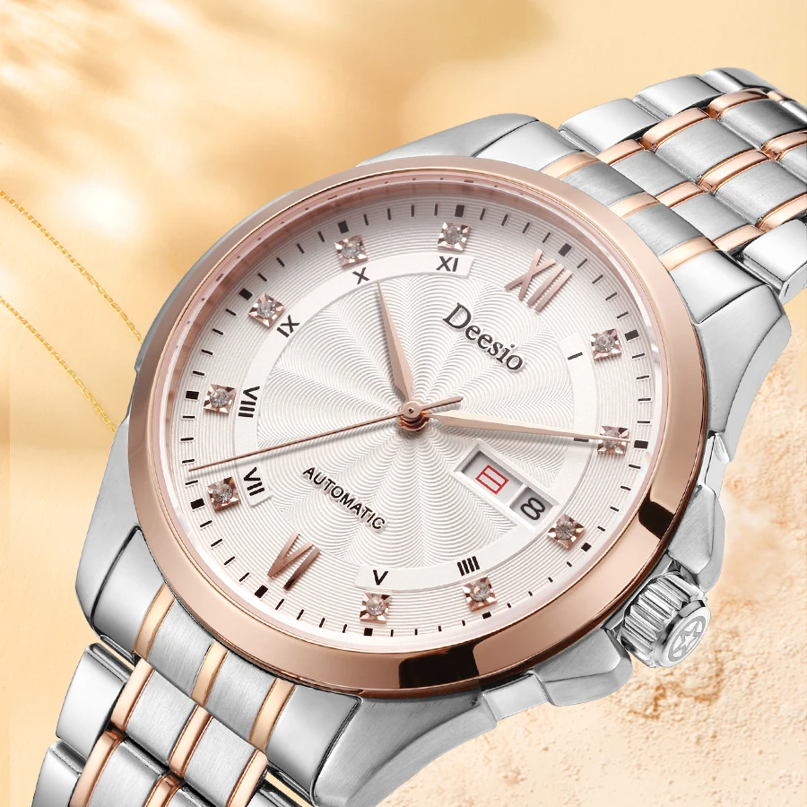Deesio Classic Business coppia orologio automatico a carica automatica meccanico movimento giapponese orologio a mano impermeabile regalo di san valentino
