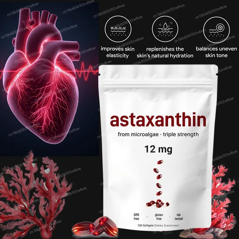 Astaxanthin Capsules 120Softgels Promotes Cardiovascular Health and Accelerates Metabolism Support Eye, Joint & Skin Health