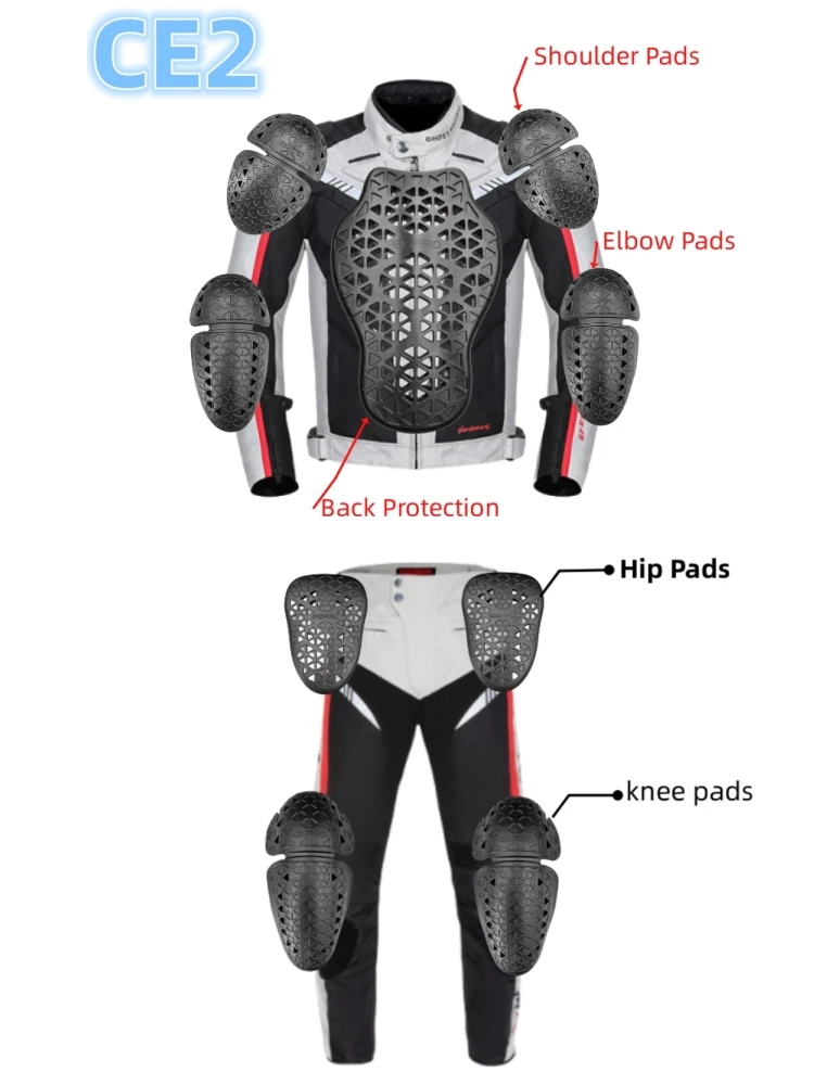 4/5/9Pcs Set CE Level 2 Motorcycle Armor Insert Back Shoulder Elbow Hip Knee Protector Anti-Shock Riding Pads for Men