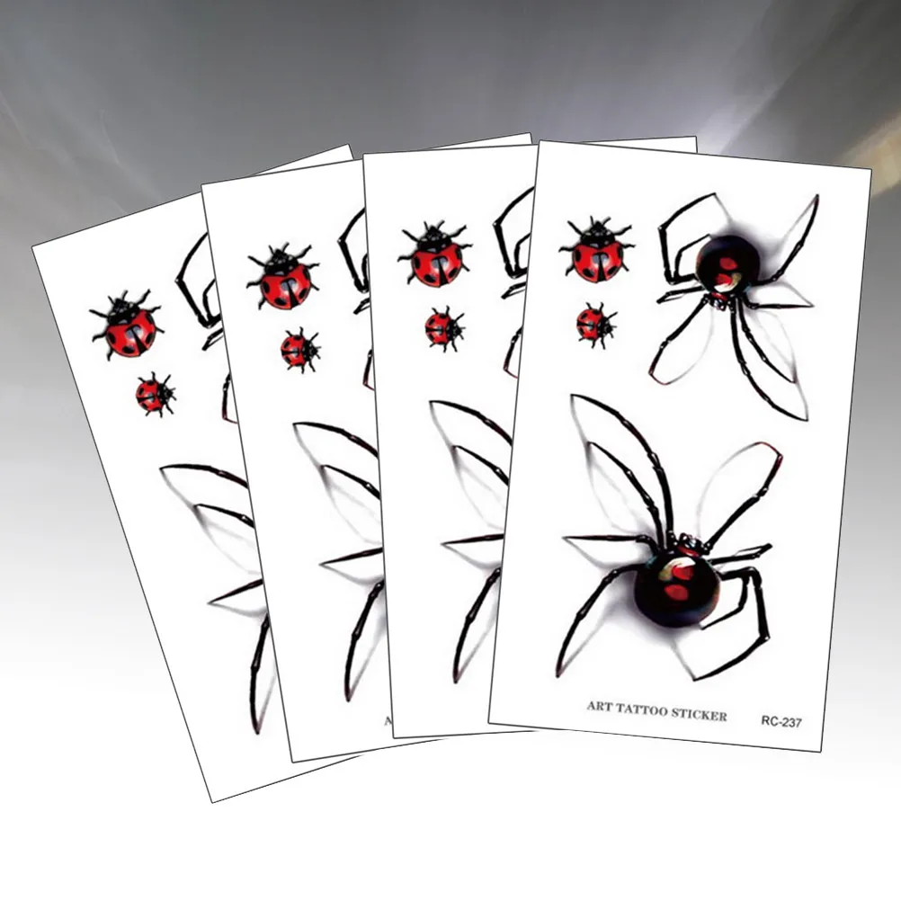 

4 шт. водонепроницаемые временные тату-наклейки с пауками для кожи, металла, керамики, стекла, боди-арта, маскировки шрамов, наклейки для вечеринок на Хэллоуин