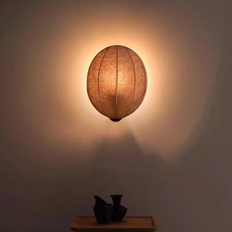 Wabi Sabi Fabric Semicircle LED Wall Lamps Minimalist Home Decor Corridor Aisle Study Stair Interior Atmosphere Lighting Fixture