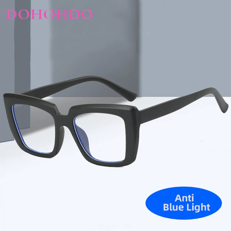 Retro Trendy Assorted Colors Oversized Cat Eye Optical Anti-Blue Light Women Men Glasses Computer Work Luxury Brand Eyeglasses