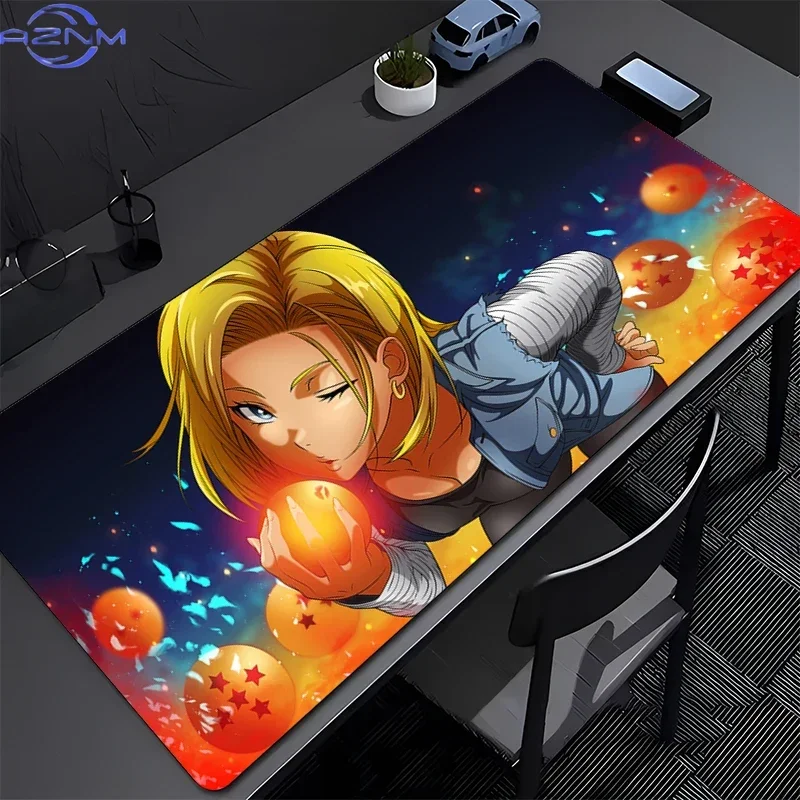 Blue Sky Blonde Anime Female Warrior Graphic Mouse Pad, Rubber Non-Slip Base Smooth Fabric Surface Gaming Mouse Pad for Gaming a 6