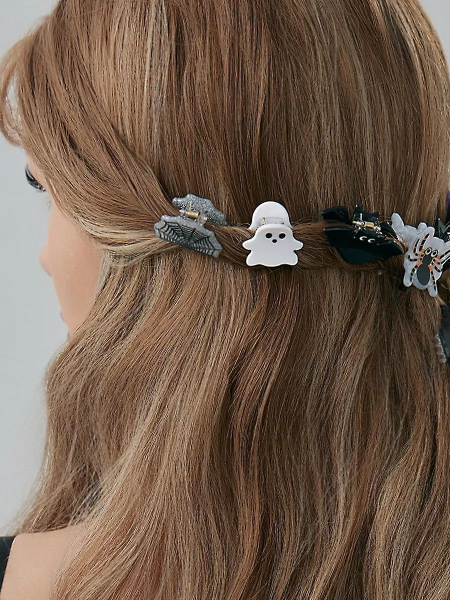 

Акриловые аксессуары для волос: заколка-краб, заколка-паутина, заколка-тыква, заколка-призрак. Модные украшения для волос для Хэллоуина, вечеринок и свадеб.