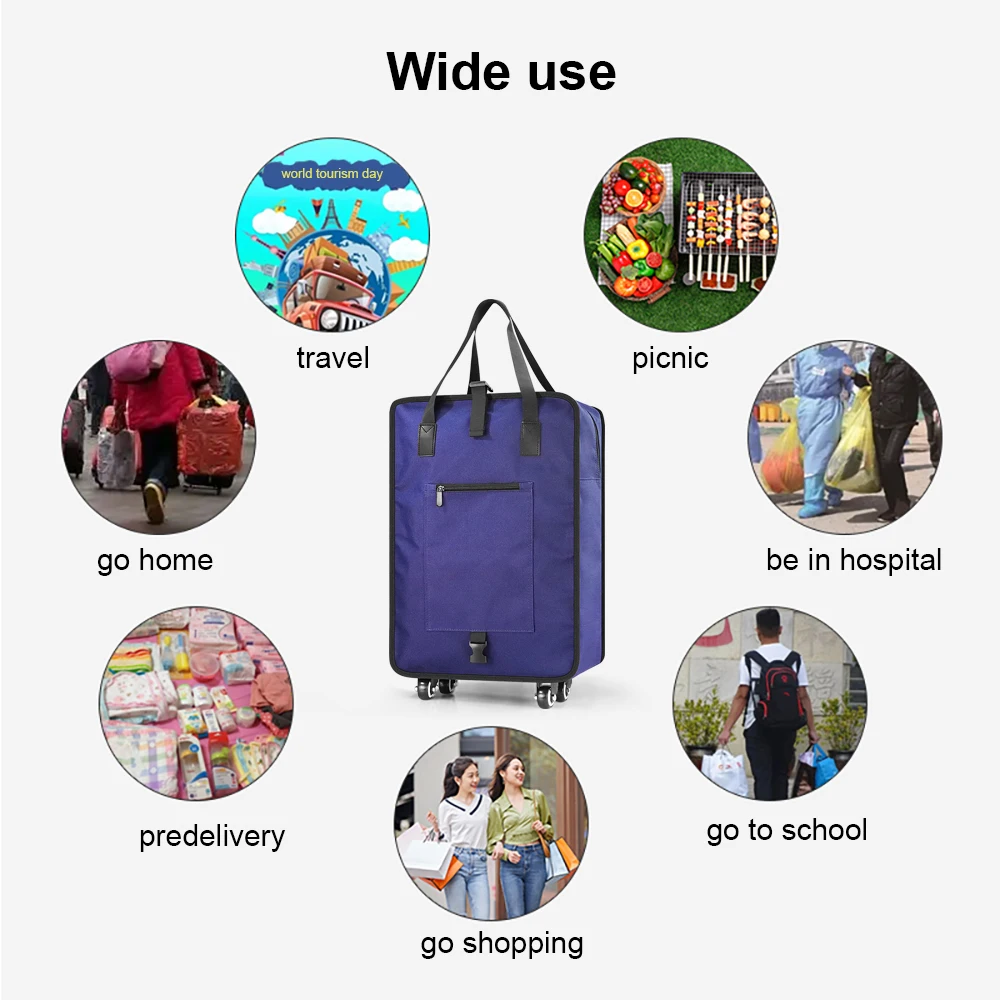 Borsa Trolly pieghevole per la spesa con ruote borsa per la spesa impermeabile riciclabile borsa per la conservazione degli alimenti Organizer per frutta e verdura