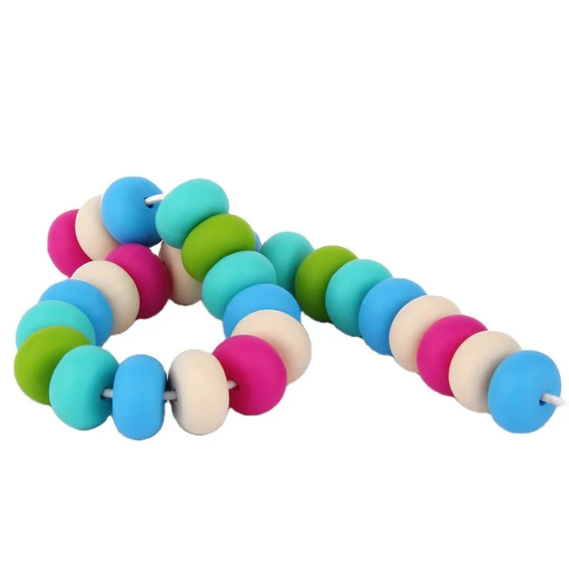 Silicone Abacus Beads 14mm 50Pcs Baby Teething  Loose Beads DIY Pacifier Chain Care Baby Molar Teether Toy BPA Free Chewable