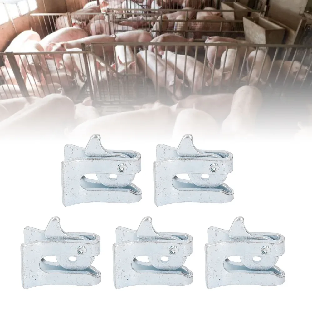 5pcs Galvanized Steel Plate Pet Cage Suspended Water Dispenser Anti-Drop One-Piece Formed Door Latch Durable Integrated Stamping