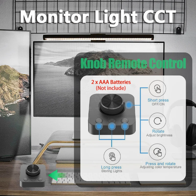 Oogverzorgende computermonitorlamp 44 cm aluminium knop Afstandsbediening Tafel LED-taaklamp USB Magnetisch licht Geen verblinding Bureaulamp