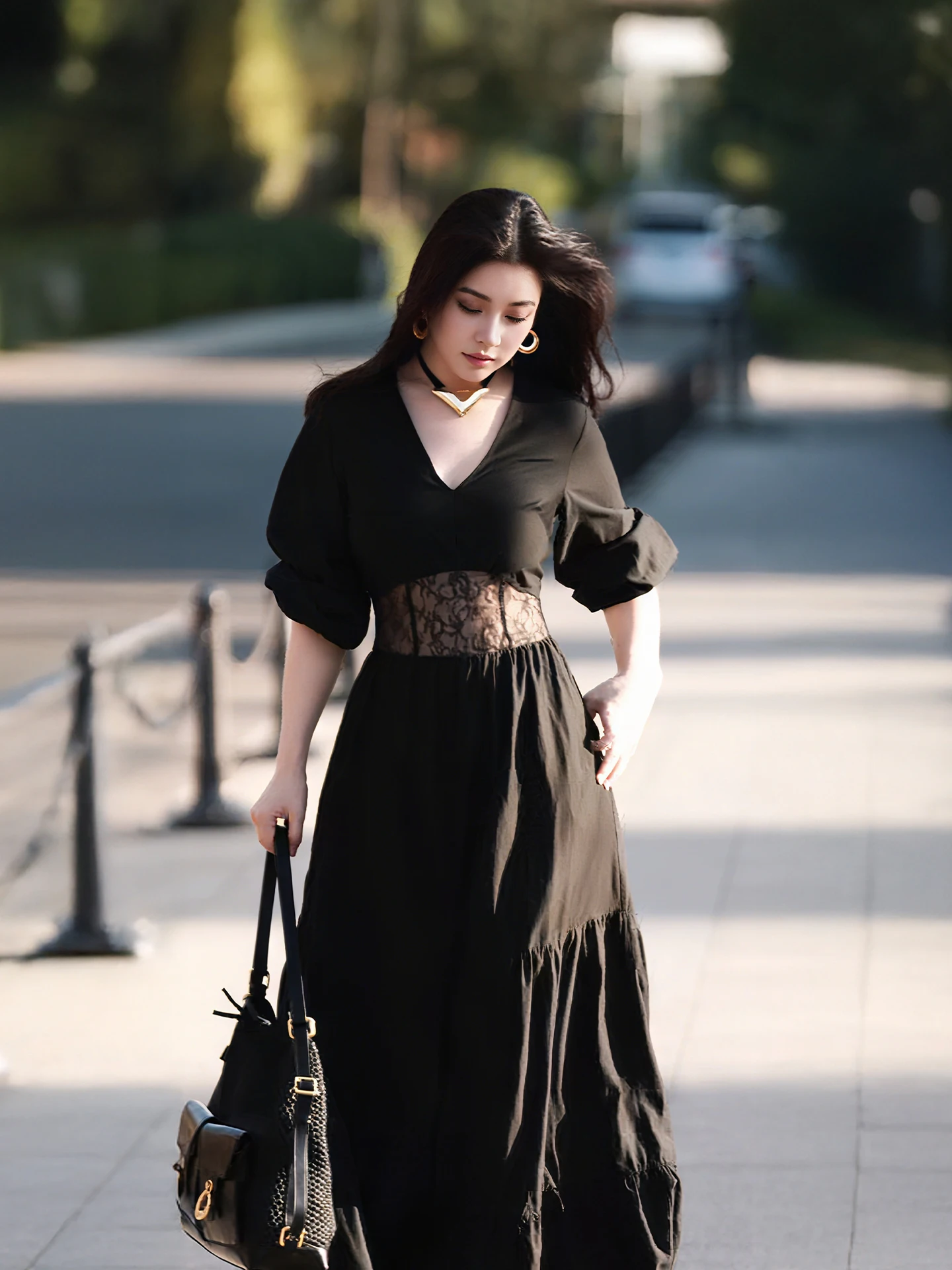 

Винтажное черное платье Disimman Ling для женщин, осеннее, новое, с завышенной талией, стройнящее, в стиле Хепберн, длинное