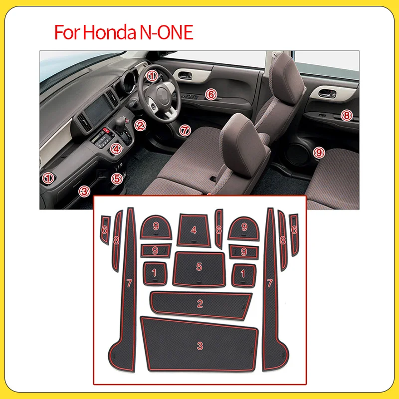 Car Anti-Slip Gate Slot Cup Mat For Honda N-ONE PVC Anti-dirty Door Non-slip Pad Car-Stickers Decorative Accessories