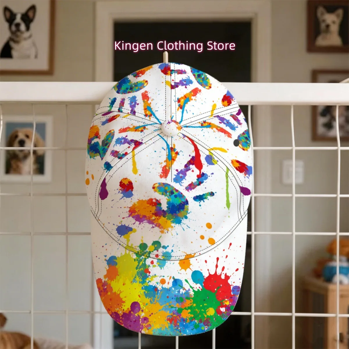 1pc 2D Flat Colorful Hand Splash Pattern Baseball Cap Breathable & Lightweight Picnic Curved Brim Cap Skateboarding Comfortable