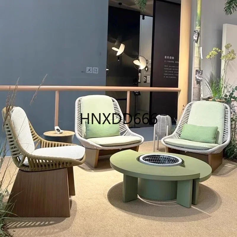 Outdoor sofa chair, open-air rain and sun protection three-piece combination