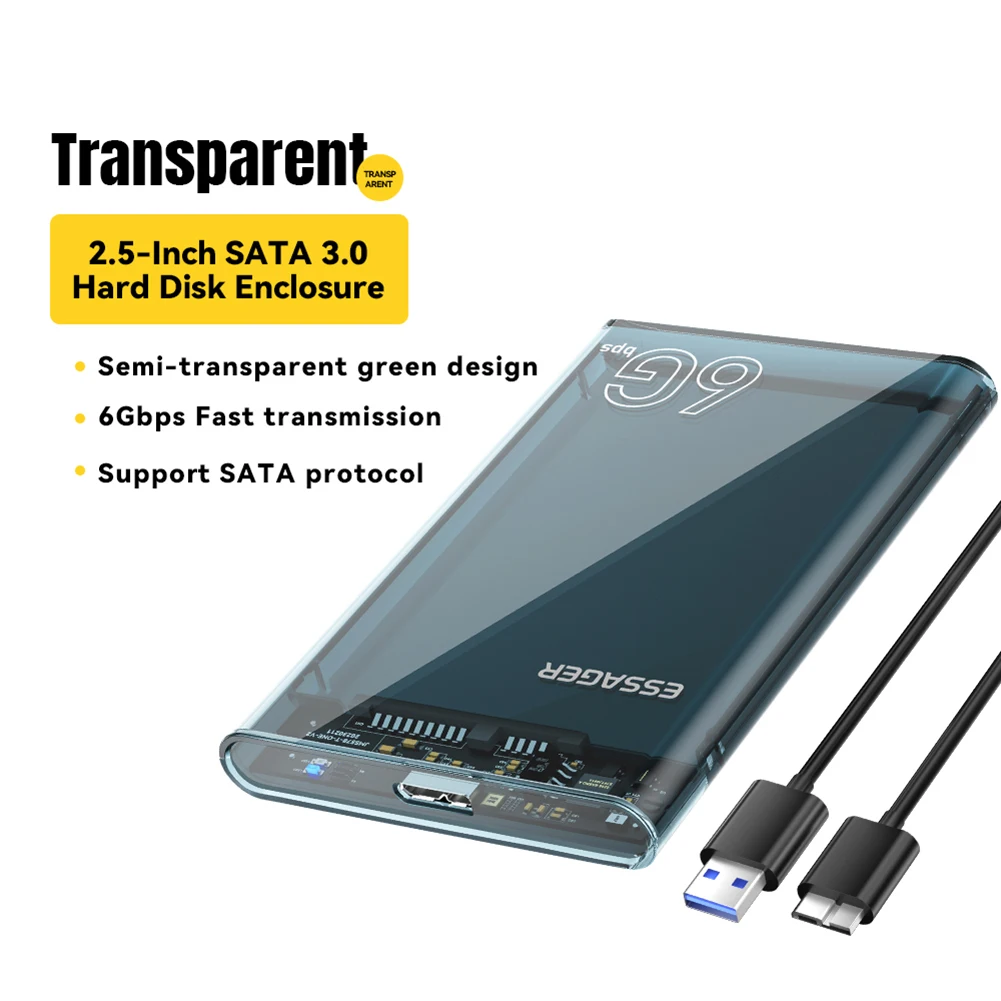 2.5 inch SATA Box USB 3.0 HDD Enclosure Mobile Hard Drive Case Tool-Free 6Gbps High Speed Hard Disk Case for 2.5inch 7/9.5mm