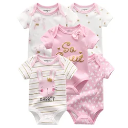 Cartoon Cute Baby Girl Bodysuits 100%Cotton Soft Newborn Oneises Summer Short Sleeves Infant Clothes