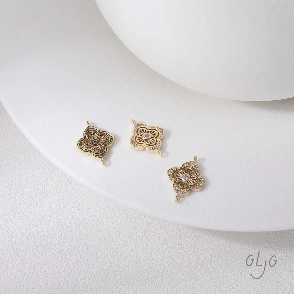 6 قطعة قلادة سوار صنع لمكونات نتائج المجوهرات DIY اليدوية 14K مطلية بالذهب النحاس الملحقات